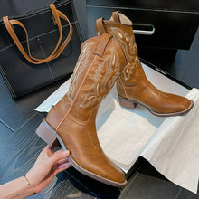 Brown Leather Cowboy Boots for Women