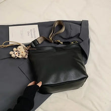 Brown Leather Shoulder Bag with Patterned Strap Black onesize Shoulder Bags