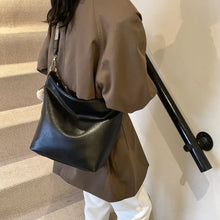 Brown Leather Shoulder Bag with Patterned Strap Shoulder Bags