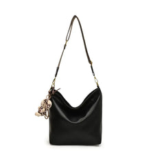 Brown Leather Shoulder Bag with Patterned Strap Shoulder Bags