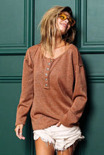 Brown Long-Sleeve Button-Up Shirt with Lurex Stitching for Women Woman T Shirts
