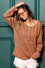 Brown Long-Sleeve Button-Up Shirt with Lurex Stitching for Women Woman T Shirts