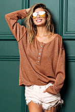 Brown Long-Sleeve Button-Up Shirt with Lurex Stitching for Women CAMEL