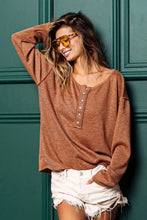 Brown Long-Sleeve Button-Up Shirt with Lurex Stitching for Women Woman T Shirts