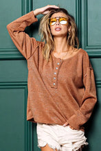 Brown Long-Sleeve Button-Up Shirt with Lurex Stitching for Women Woman T Shirts