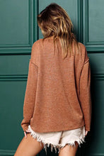 Brown Long-Sleeve Button-Up Shirt with Lurex Stitching for Women Woman T Shirts