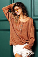 Brown Long-Sleeve Button-Up Shirt with Lurex Stitching for Women Woman T Shirts