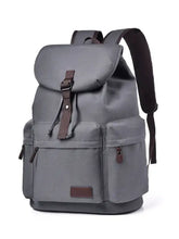 Gray polyester multi pockets adjustable strap canvas backpack bag