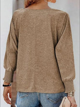 Brown Off-the-Shoulder Long Sleeve Smocked Blouse for Women