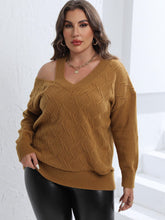 Brown Off-the-Shoulder Sweater with Regular Sleeve Length Caramel