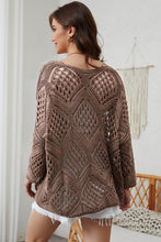 Brown Open-Knit Sweater with Long Sleeve Length