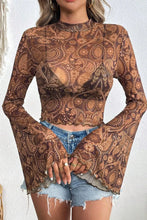 Brown Paisley Mesh Crop Top for Women