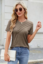 Brown Pleated Womens T-Shirt with Decorative Button Khaki Woman T Shirts