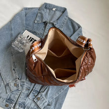 Brown Quilted Medium Nylon Shoulder Bag for Travel