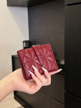 Brown Quilted PU Leather Mini Wallet with Strap Deep Red One Size Wallets