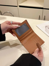 Brown Quilted PU Leather Mini Wallet with Strap Wallets