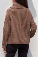Brown Ribbed Turtleneck Sweater Long Sleeve Pullover Sweater Pullovers