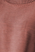 Brown Ribbed Turtleneck Sweater with Long Sleeve Length