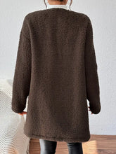 Brown Sherpa Open Front Cardigan with Pockets Woman Outerwear