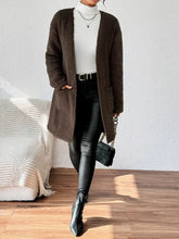 Brown Sherpa Open Front Cardigan with Pockets Woman Outerwear