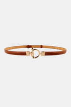 Brown skinny PU belt with gold toggle buckle clasp