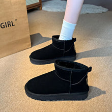 Brown Suede Ankle Boots with Faux Fur Lining for Women Black