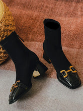 Brown Suede Ankle Boots with Gold Buckle and Metallic Accents