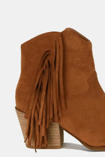 Brown Suede Fringe Point Toe Ankle Boots for Women