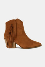 Brown Suede Fringe Point Toe Ankle Boots for Women