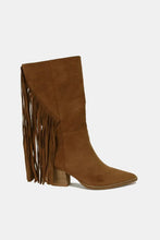 Brown Suede Fringe Point Toe Boots for Women
