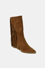 Brown Suede Fringe Point Toe Boots for Women