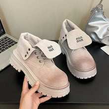 Brown Suede Platform Ankle Boots Set for Women Light Gray Woman Boots