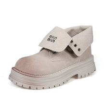 Brown Suede Platform Ankle Boots Set for Women