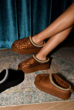 Brown Suede Platform Boots with Embroidered Trim Round Toe