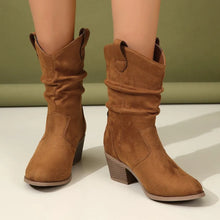 Brown Suede Slouchy Cowboy Ankle Boots for Women Brown