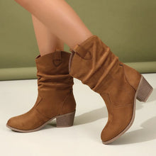 Brown Suede Slouchy Cowboy Ankle Boots for Women