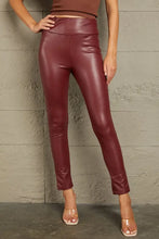 Brown Tank Top with Burgundy Faux Leather Leggings Set for Women Burgundy Woman Leggings