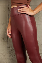 Brown Tank Top with Burgundy Faux Leather Leggings Set for Women