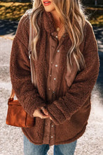 Brown teddy bear coat with zipper button closure and pockets