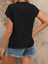 Brown Textured Short Sleeve Knit Top for Women