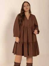 Brown Tiered Button Down Mini Dress Casual Dresses