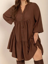 Brown Tiered Button Down Mini Dress Casual Dresses
