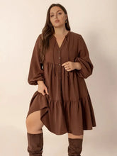 Brown Tiered Button Down Mini Dress Casual Dresses