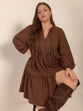 Brown Tiered Button Down Mini Dress