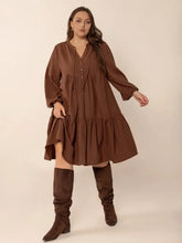 Brown Tiered Button Down Mini Dress Casual Dresses