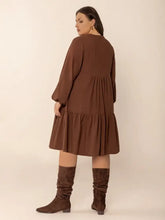 Brown Tiered Button Down Mini Dress Casual Dresses