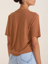 Brown V-Neck Short Sleeve Cotton Blend Womens T-Shirt Woman T Shirts