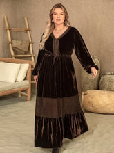 Brown Velvet Maxi Dress Plus Size Sleeve Length Options Chocolate Maxi Dresses