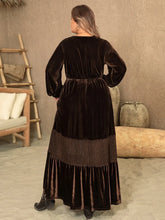 Brown Velvet Maxi Dress Plus Size Sleeve Length Options