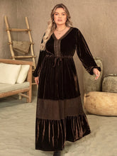 Brown Velvet Maxi Dress Plus Size Sleeve Length Options Chocolate